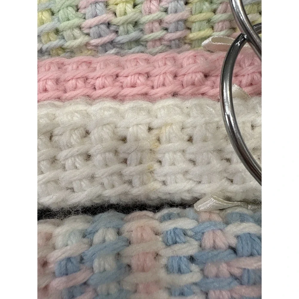Colorful Baby Vintage 12 Handmade Crochet Yarn Covered Wooden Hangers Metal Hook